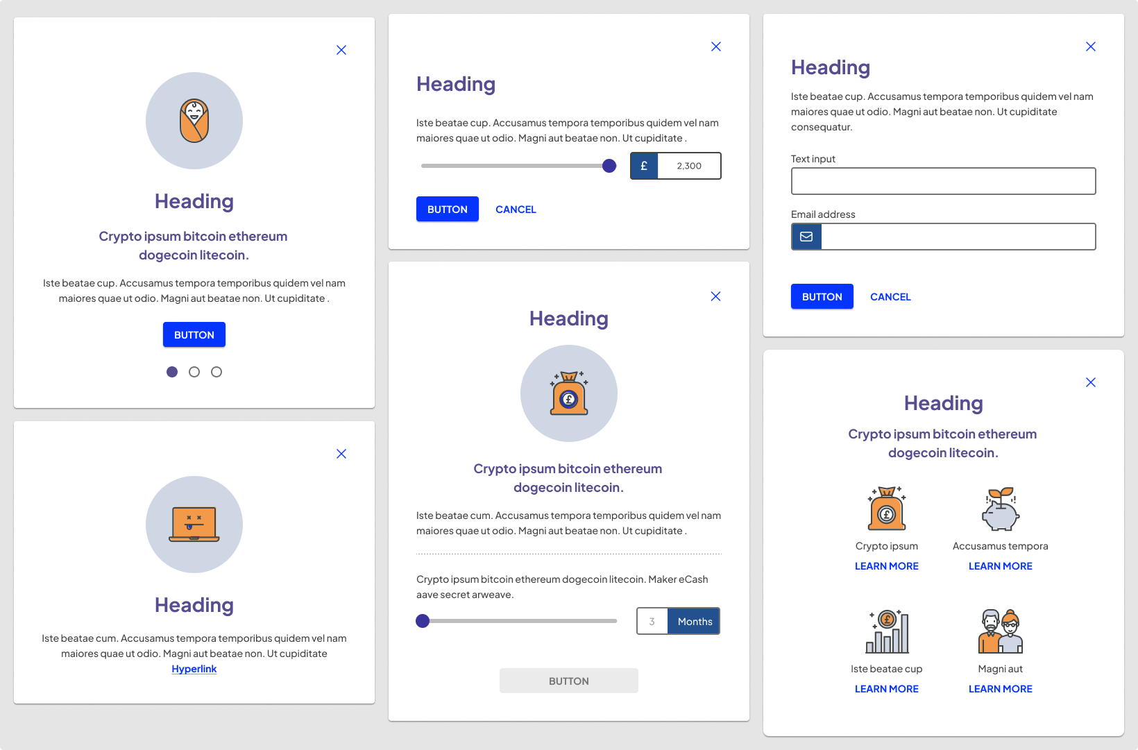 Octopus MoneyCoach component library: modal page 