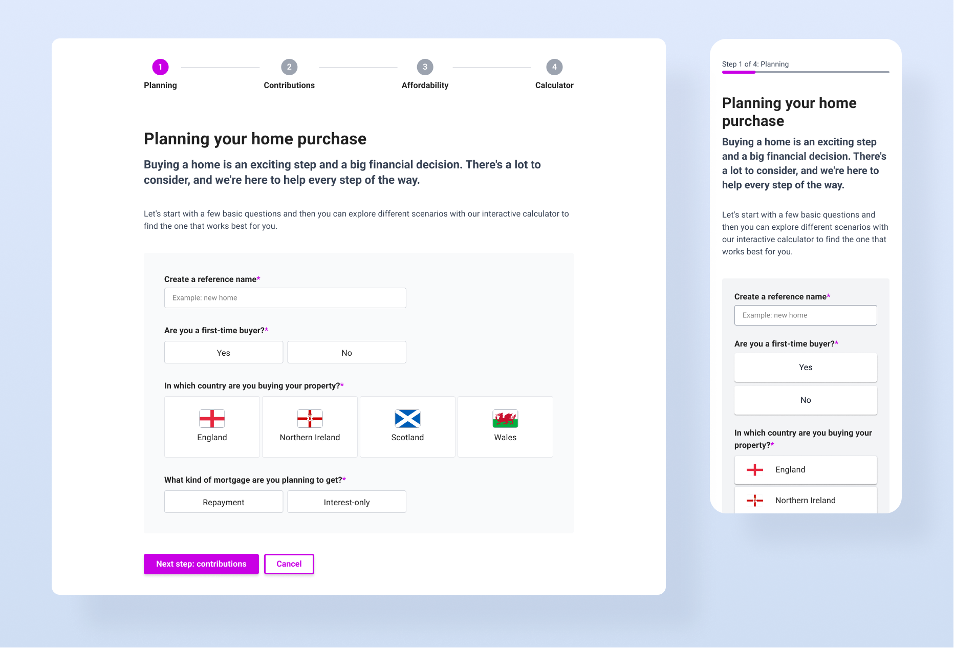 High-fidelity responsive designs of the first screen